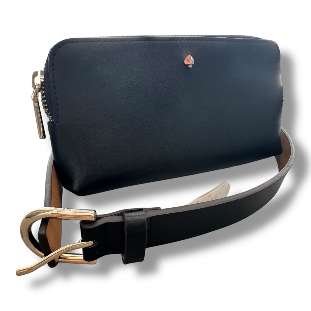 Kate Spade Belted Wallet – Black Leather with Silver Zipper - Picture 2 of 5